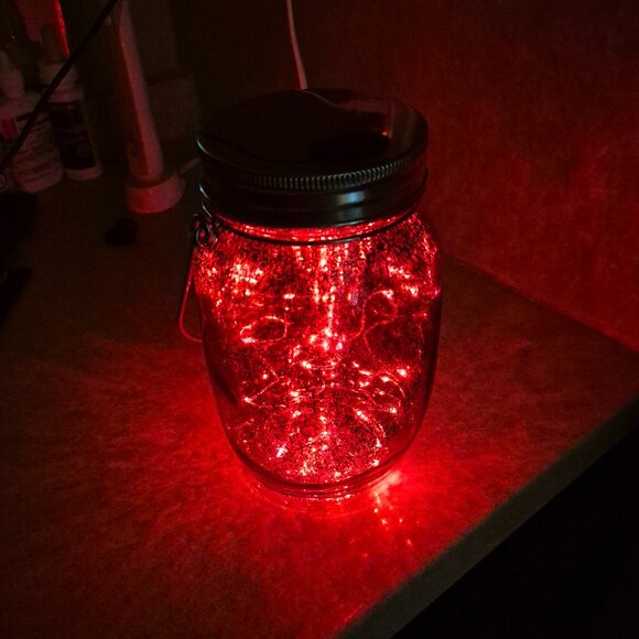 Red Decorative Jar With Lights - Picture 1 of 9